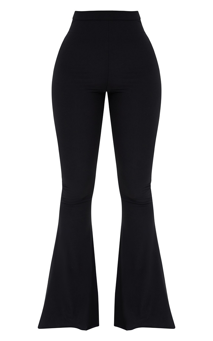 Pretty Little Thing Shape Black Slinky Flared Leg Trousers