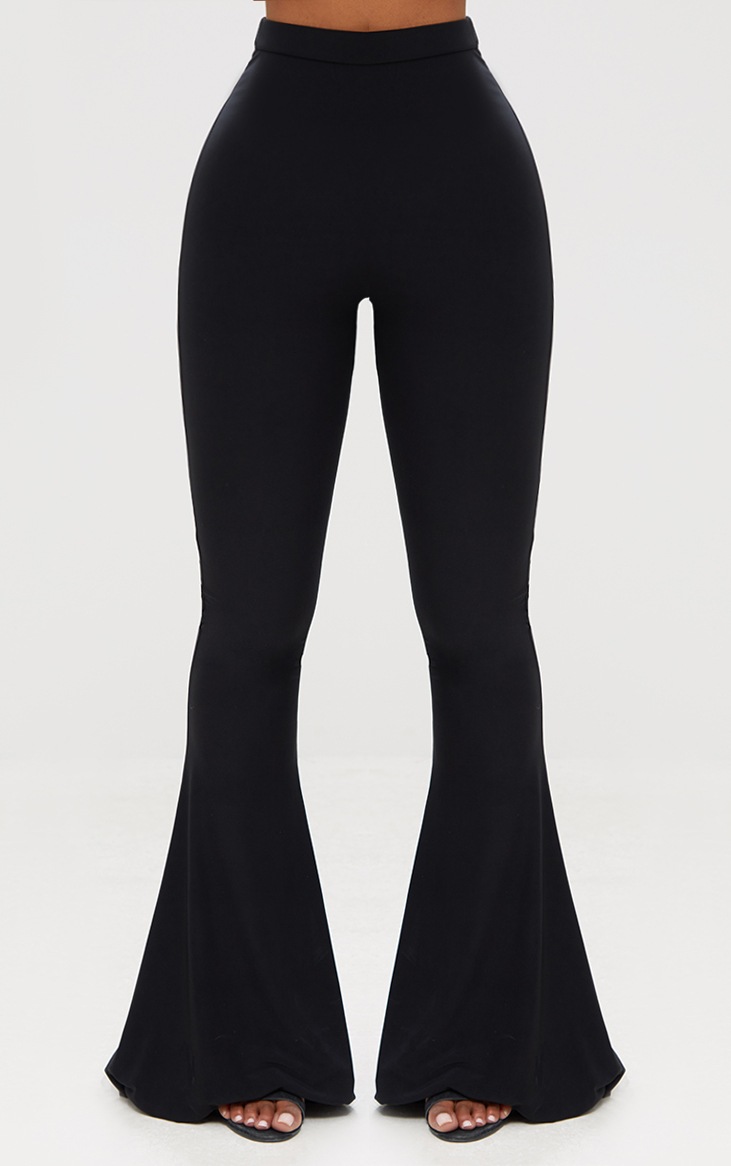 Pretty Little Thing Shape Black Slinky Flared Leg Trousers