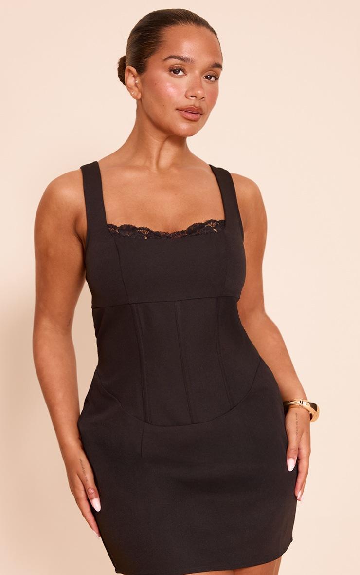 Pretty Little Thing Shape black square neck tailored mini dress