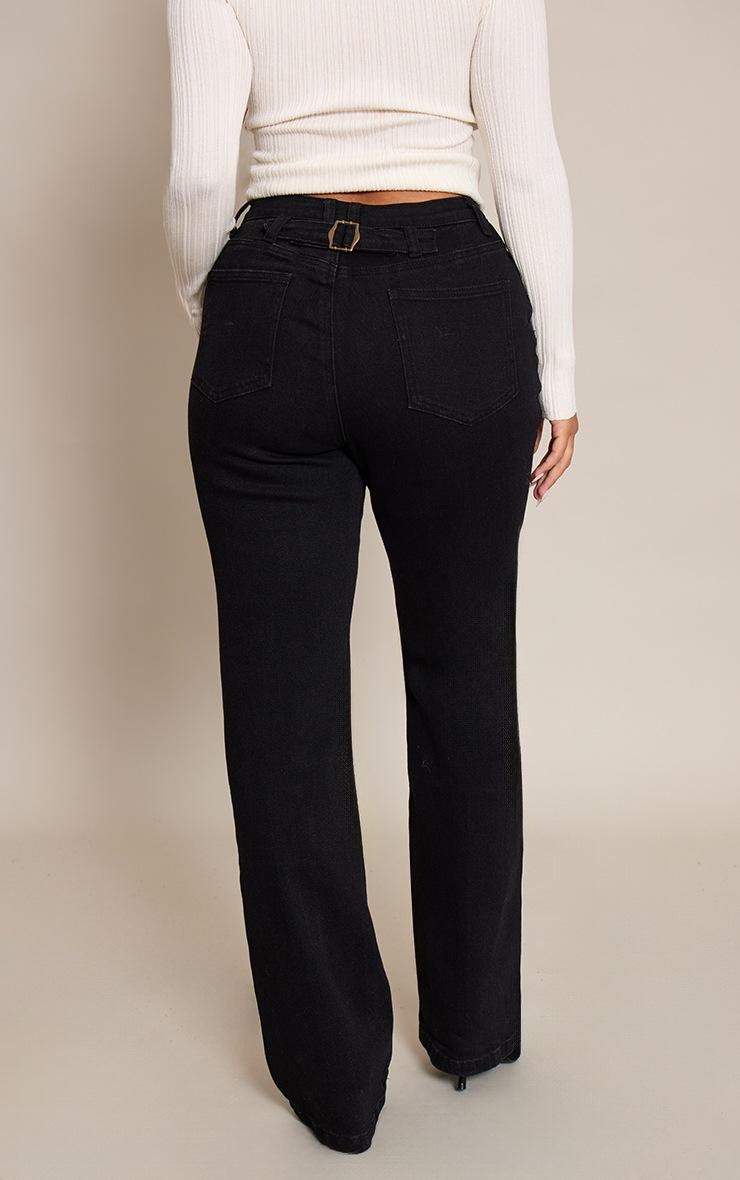 Pretty Little Thing Shape Black Stretch Denim High Waisted Pintuck Adjustable Back Detail Jeans