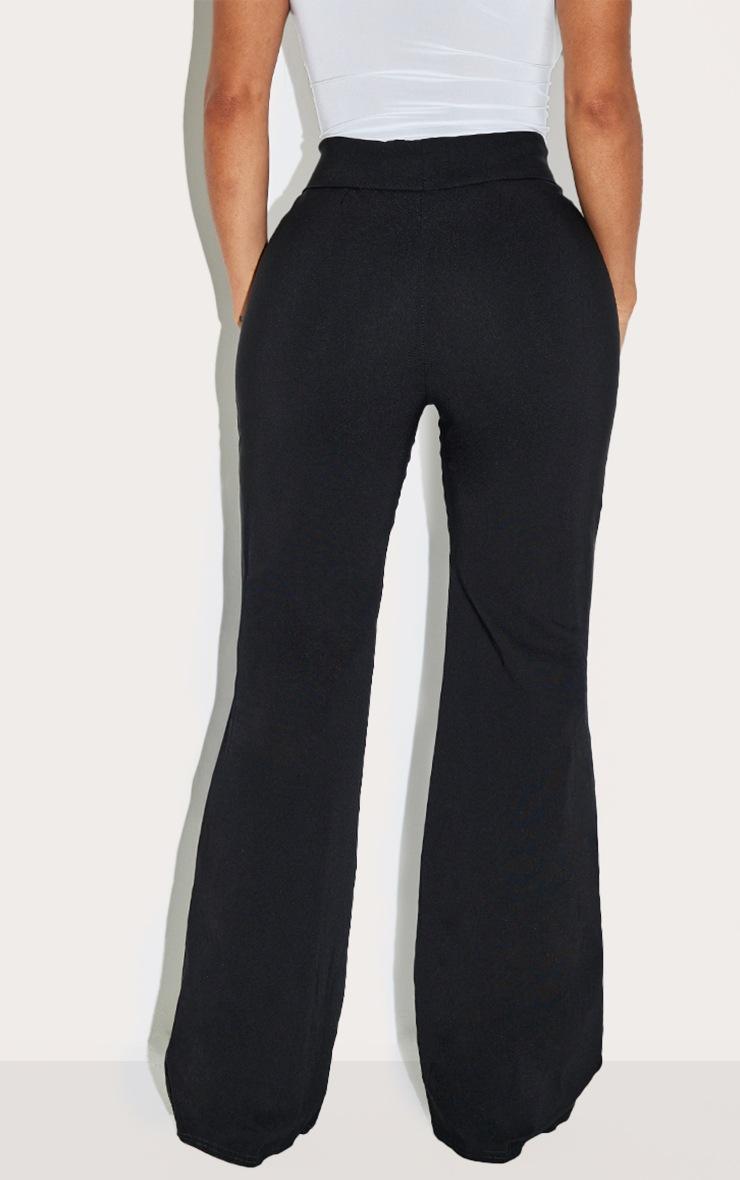 Pretty Little Thing Shape Black Stretch Woven Fold Over Waistband Wide Leg Pants