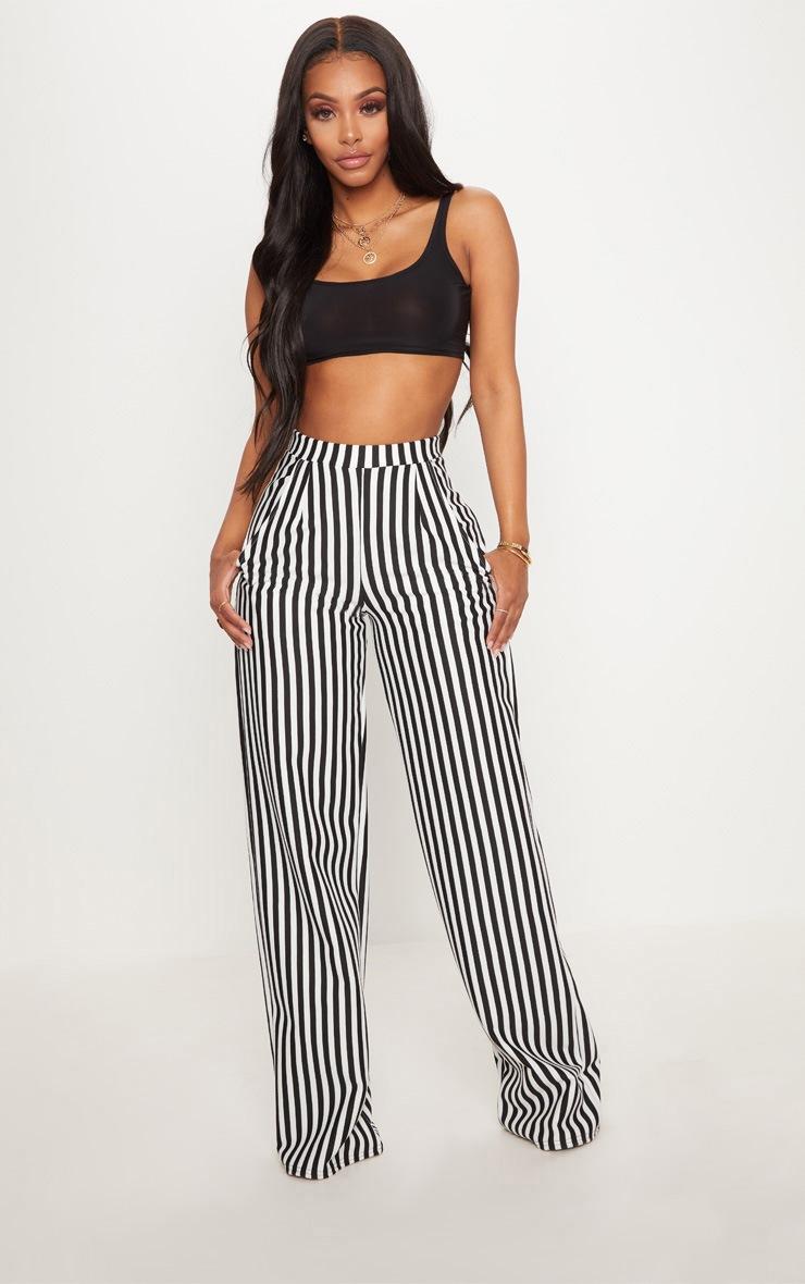 Pretty Little Thing Shape Black Striped Wide Leg Trousers