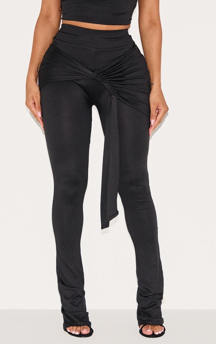 Pretty Little Thing Shape Black Super Soft Wrap Drape Flare Pants