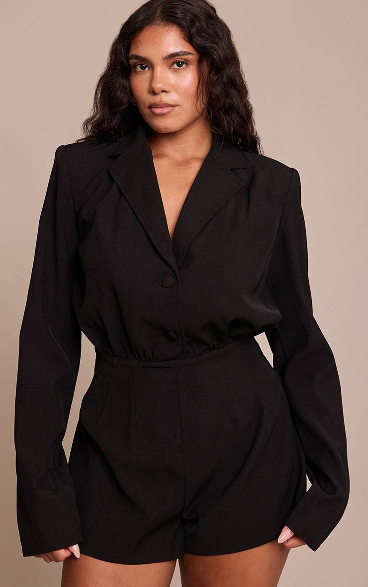 Pretty Little Thing Shape Black Tailored Structured Blazer Romper