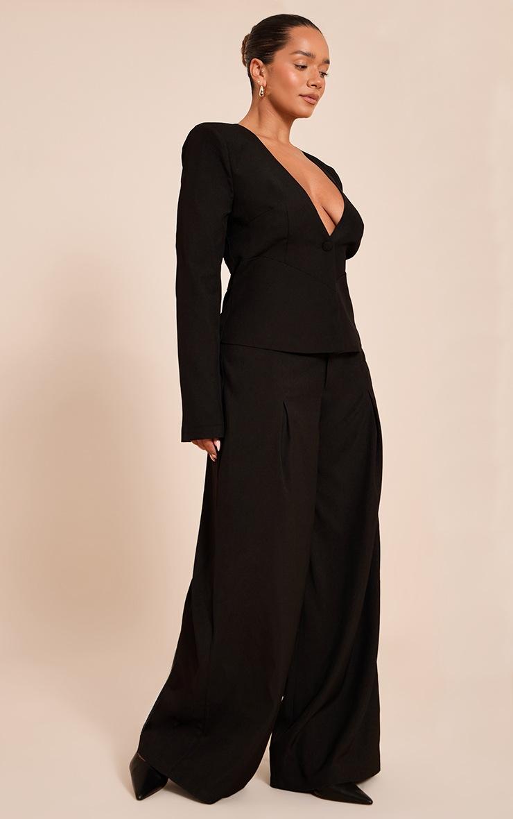 Pretty Little Thing Shape Black Tailored Wide Leg Pants