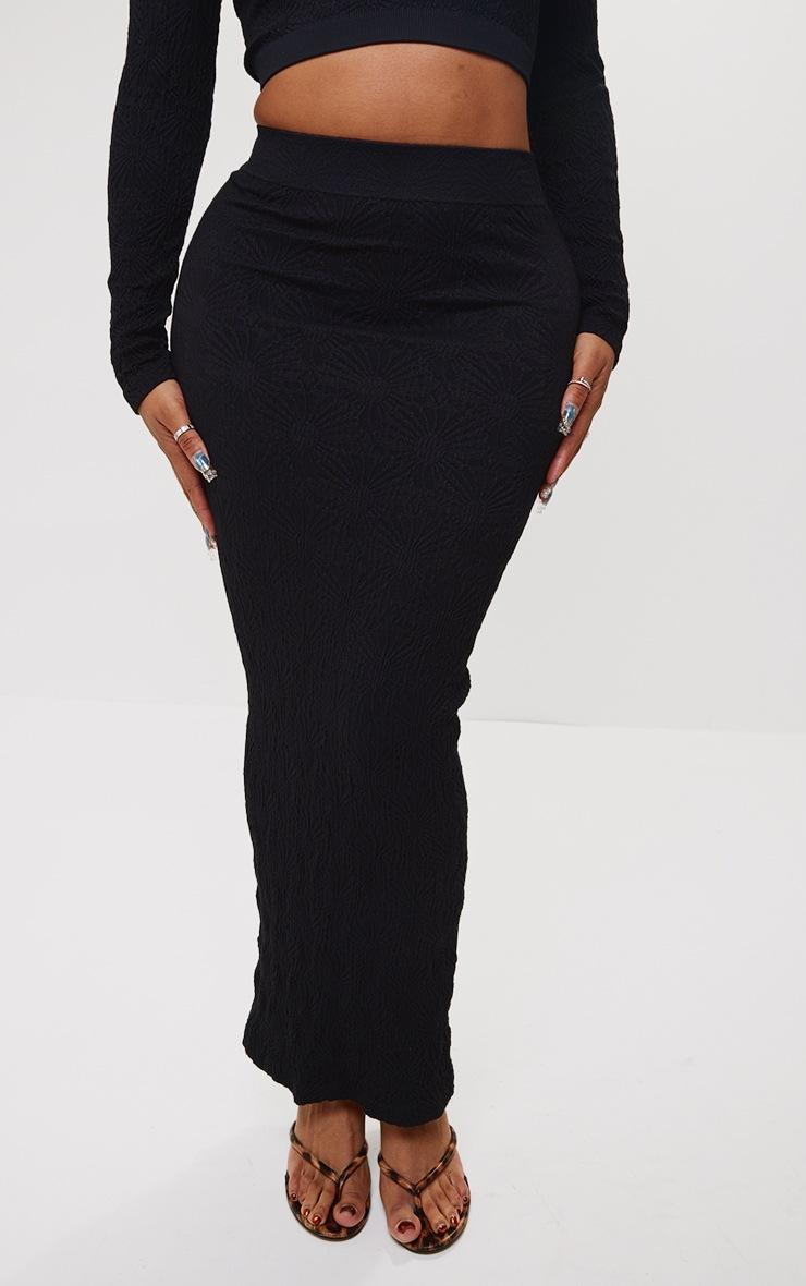 Pretty Little Thing Shape Black Textured Seamless Maxi Skirt