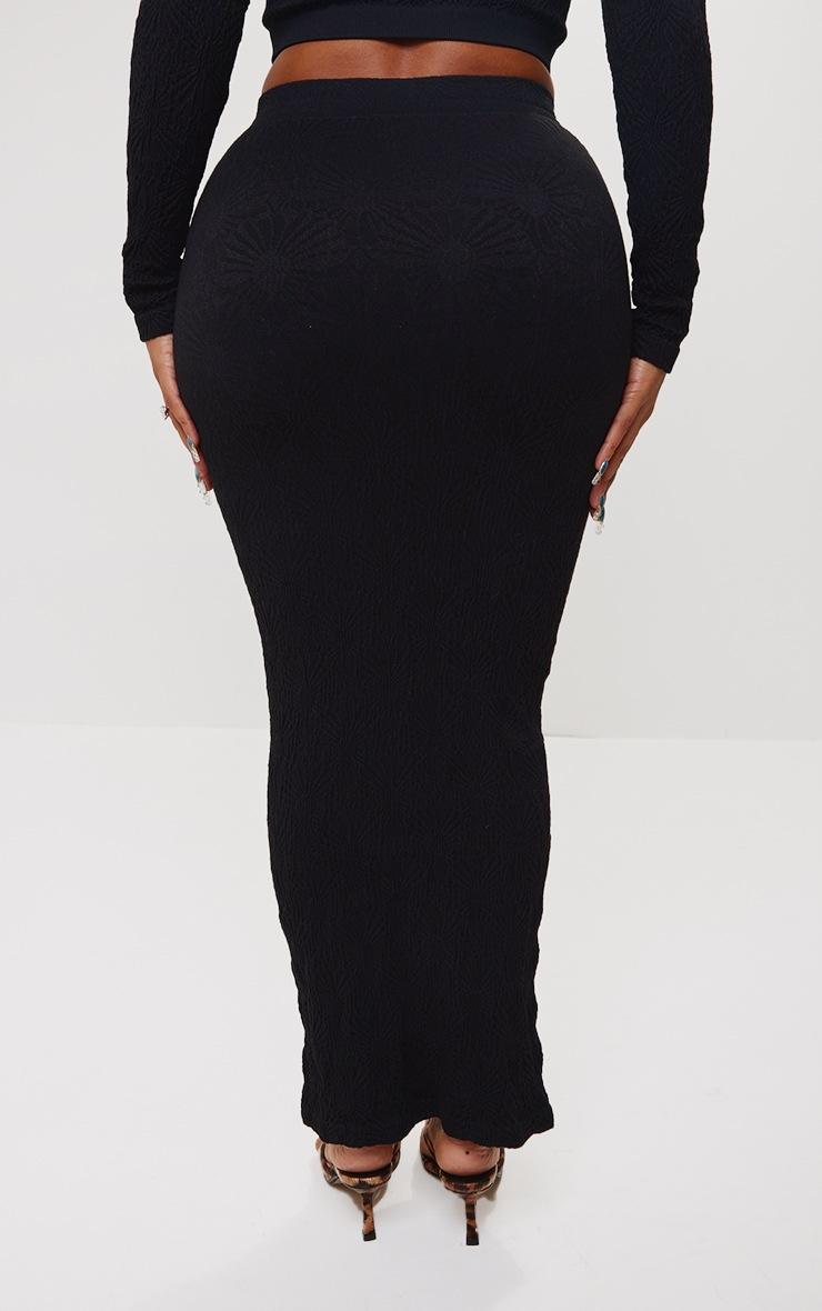 Pretty Little Thing Shape Black Textured Seamless Maxi Skirt
