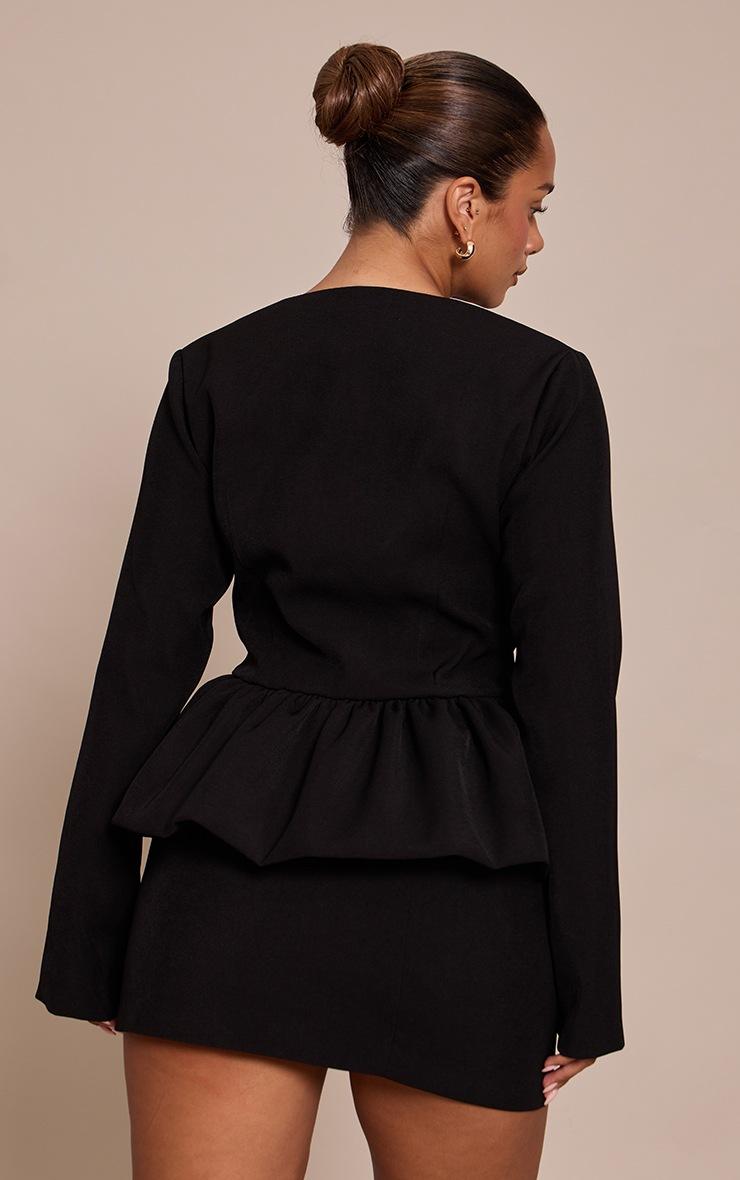 Pretty Little Thing Shape Black Woven Frill Detail Jacket
