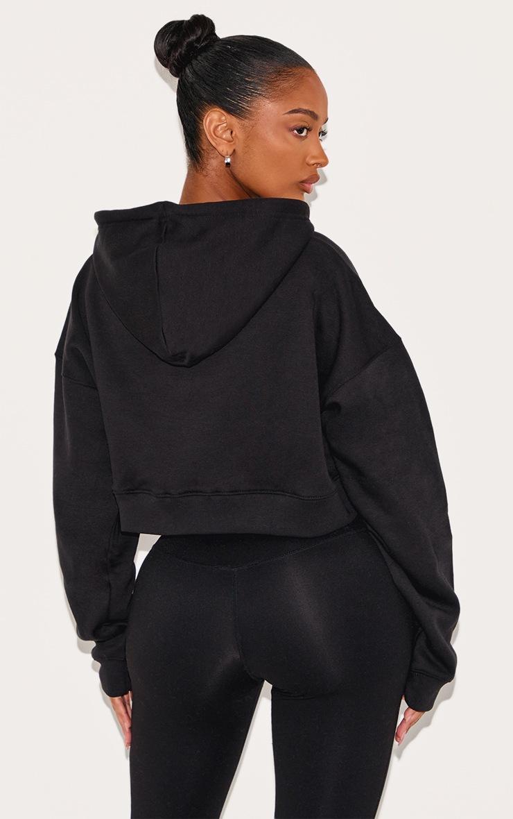 Pretty Little Thing Shape Black Zip Front Long Sleeve Cropped Hoodie