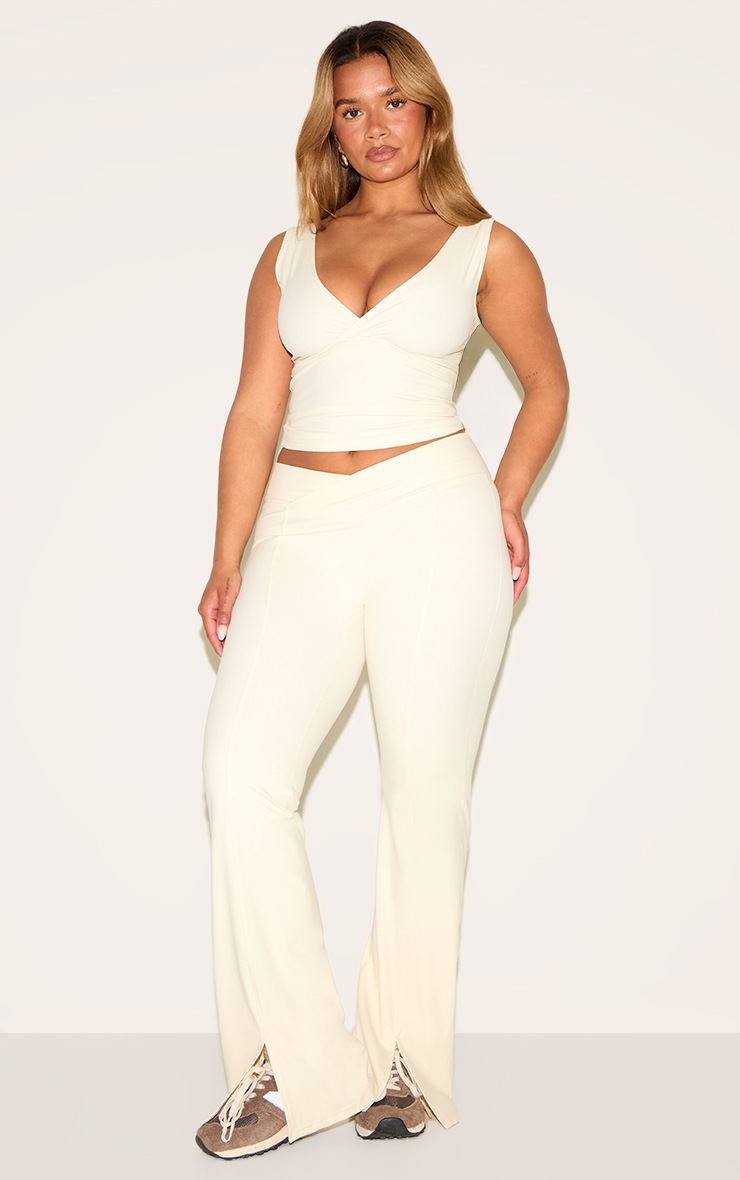 Pretty Little Thing Shape Bone Sculpt Active Wrap V Neck Long Line Top