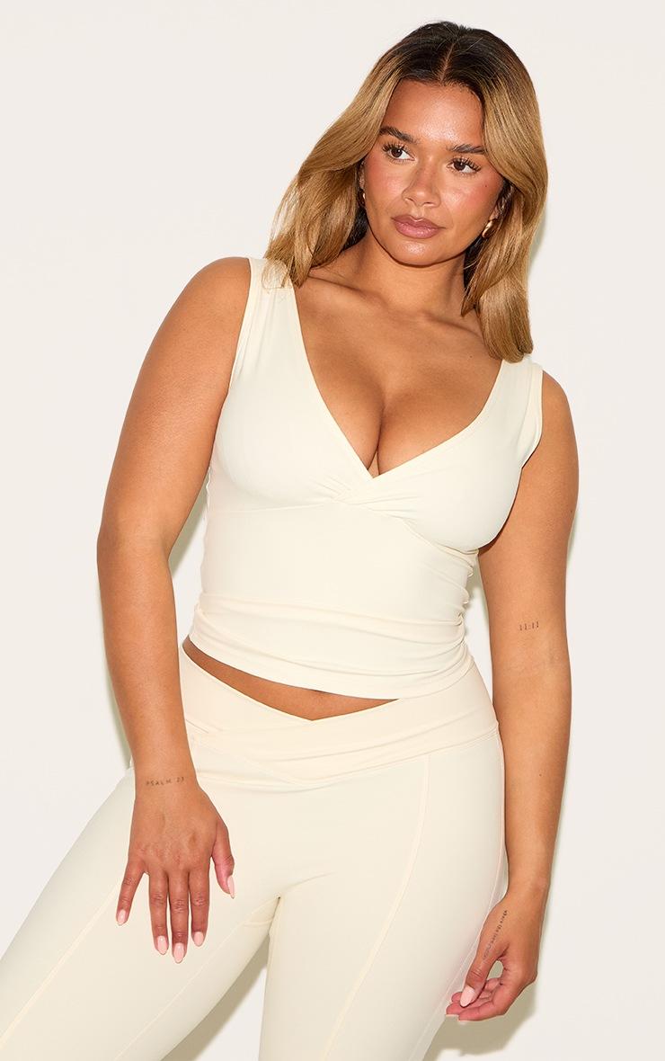 Pretty Little Thing Shape Bone Sculpt Active Wrap V Neck Long Line Top