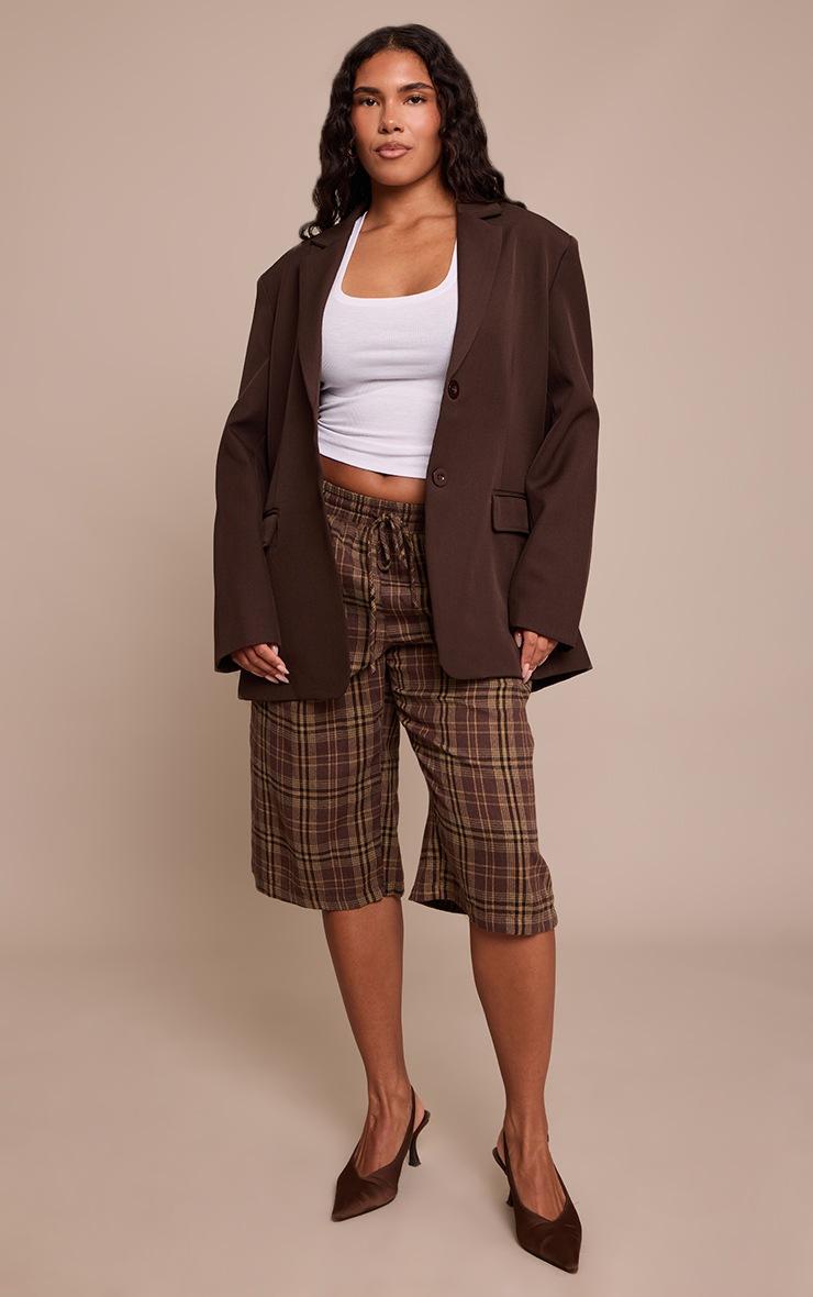 Pretty Little Thing Shape Brown Check Longline Shorts