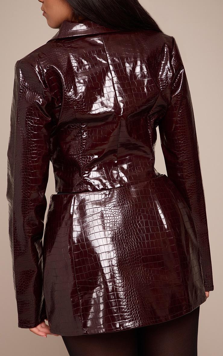 Pretty Little Thing Shape Burgundy Faux Leather Croc Mini Skirt