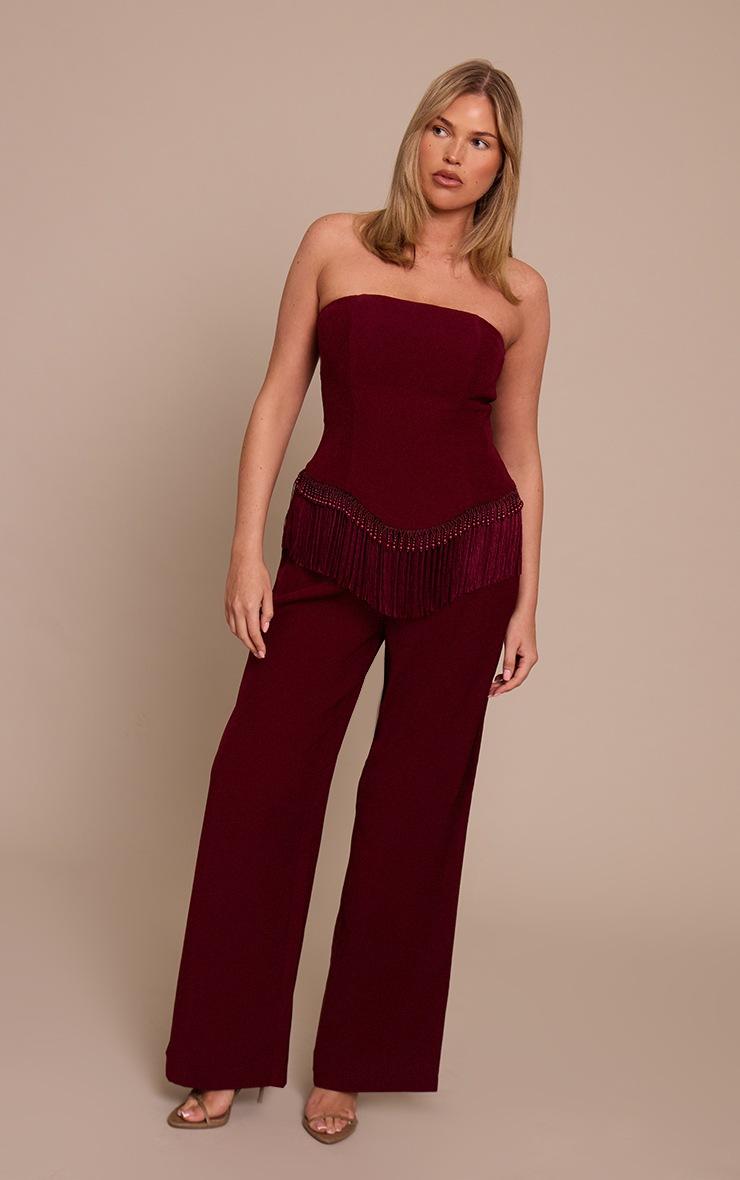 Pretty Little Thing Shape Burgundy High Waisted Tailored Pants