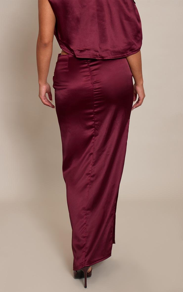 Pretty Little Thing Shape Burgundy Satin Drape Maxi Skirt