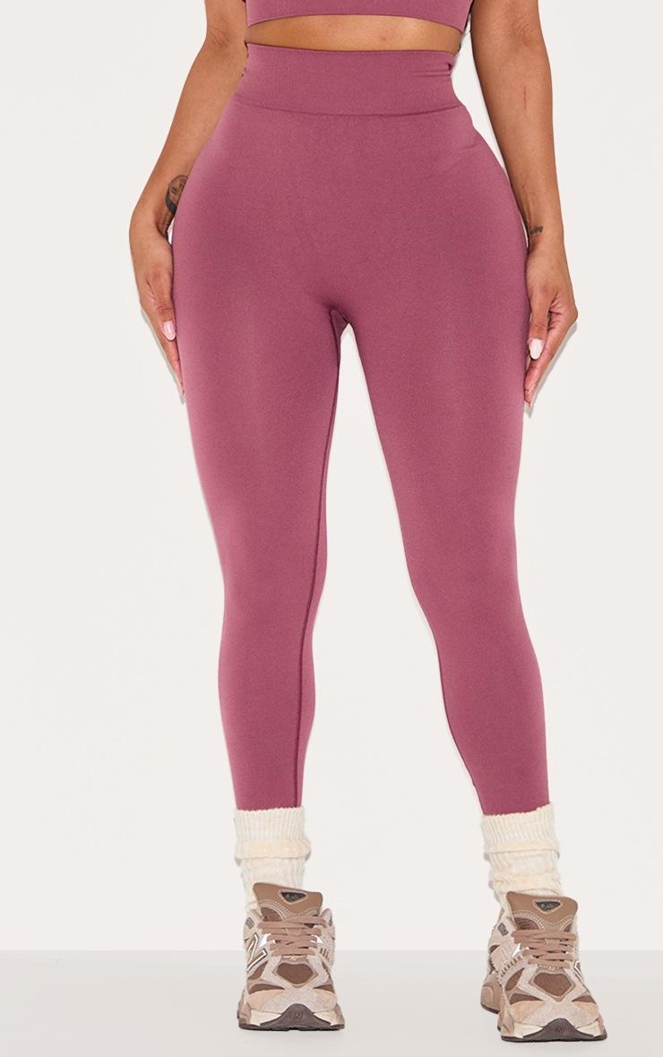 Pretty Little Thing Shape Burgundy Seamless Active Ruched Bum High Waisted Leggings