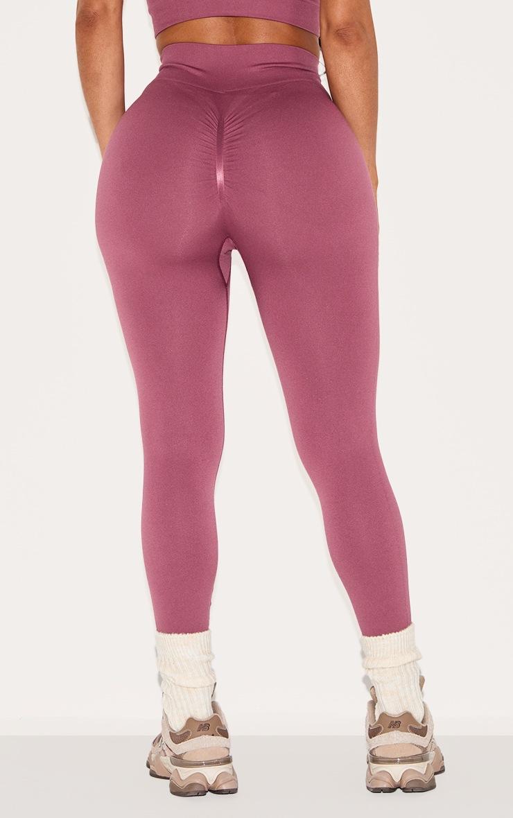 Pretty Little Thing Shape Burgundy Seamless Active Ruched Bum High Waisted Leggings