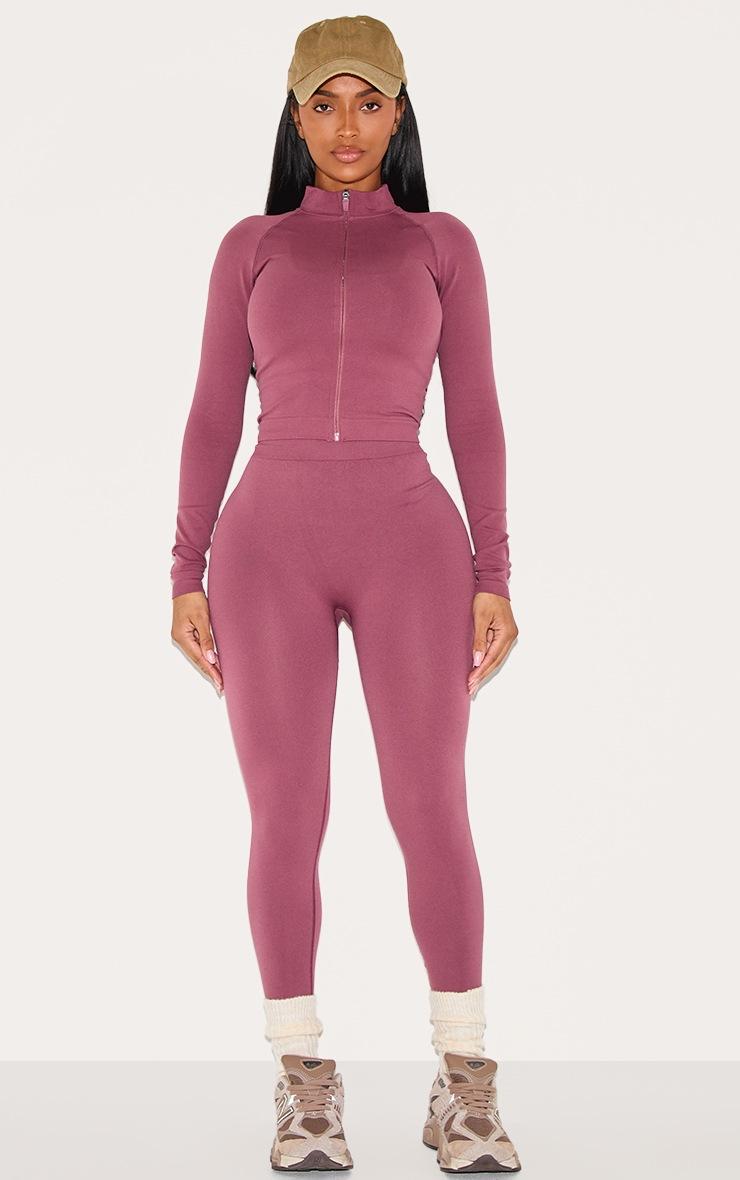 Pretty Little Thing Shape Burgundy Seamless Active Ruched Bum High Waisted Leggings