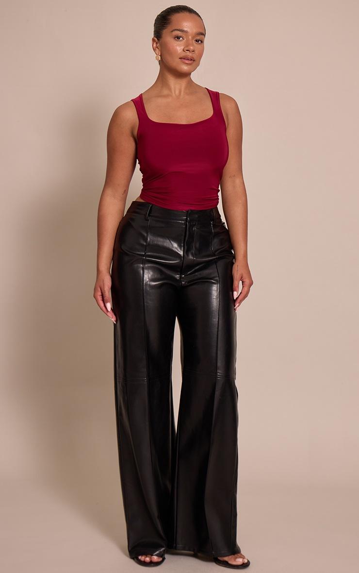 Pretty Little Thing Shape Burgundy Slinky Square Neck Top