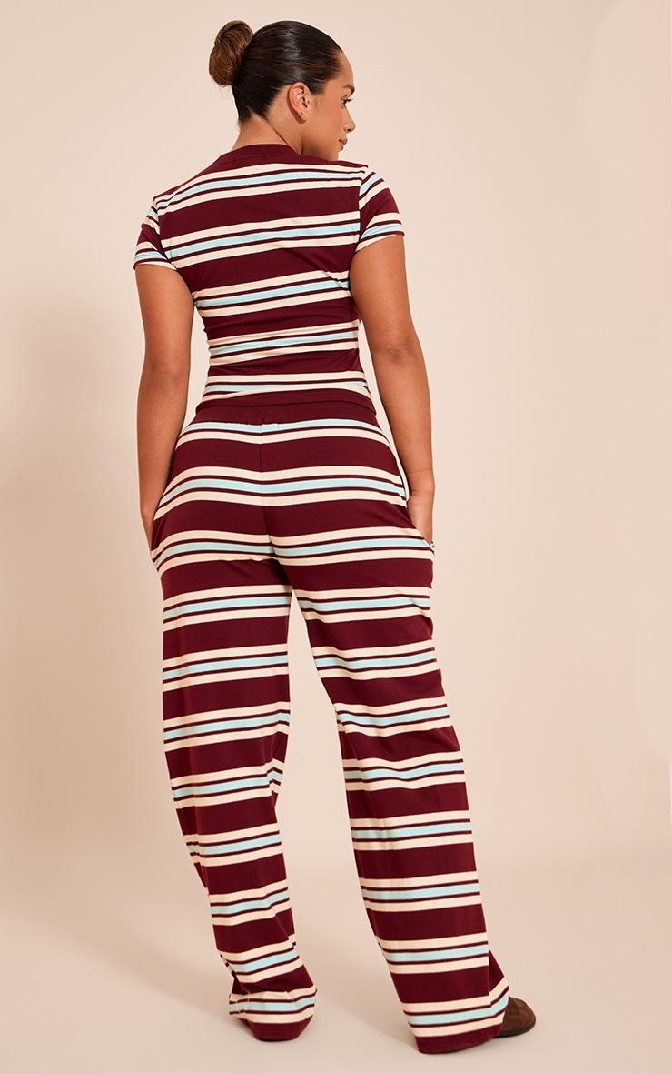 Pretty Little Thing Shape Burgundy Striped Straight Leg Pant