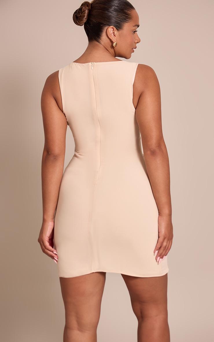 Pretty Little Thing Shape Butter Cream Chiffon Plunge Front Mini Dress