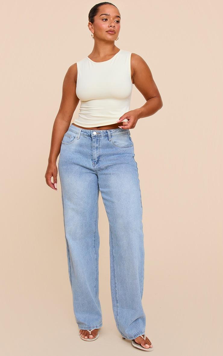 Pretty Little Thing Shape Butter Cream Sculpted Longline Racer Top