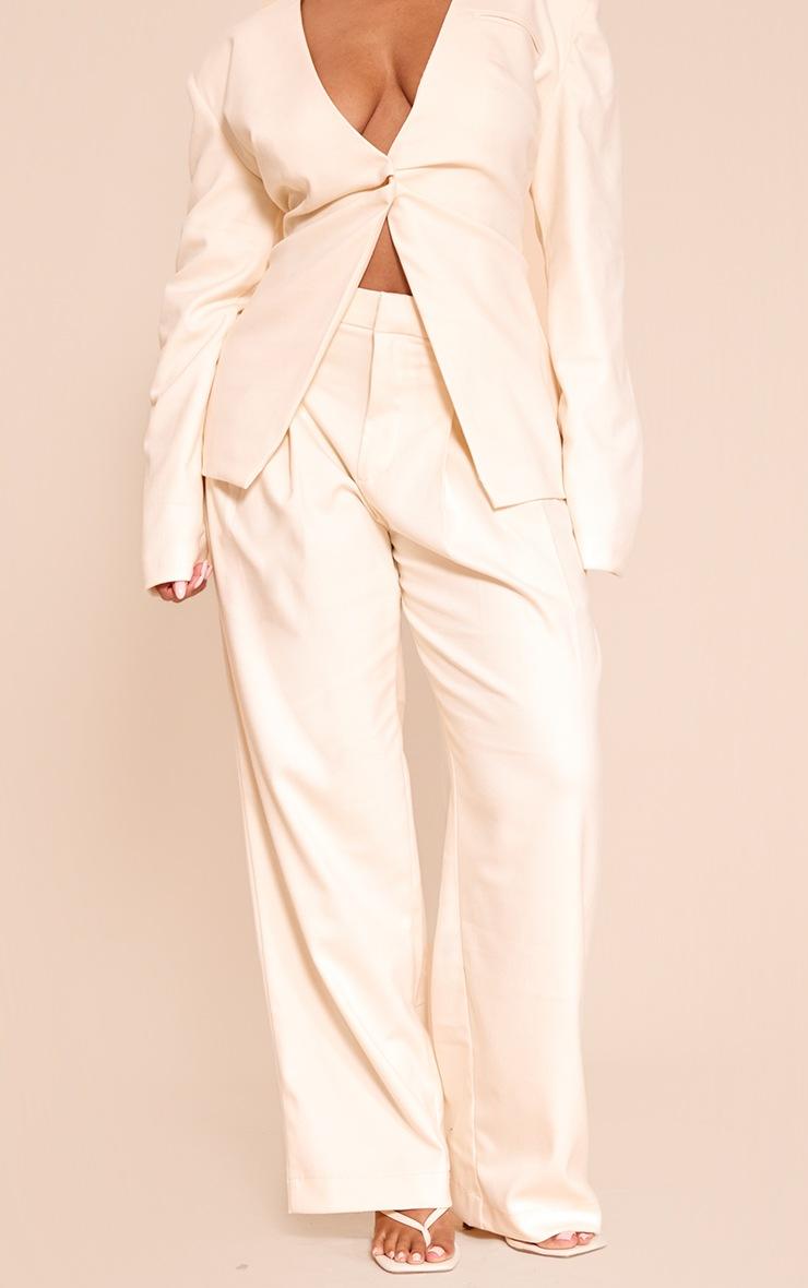 Pretty Little Thing Shape Butter Cream Tailored High Waisted Straight Leg Pants'