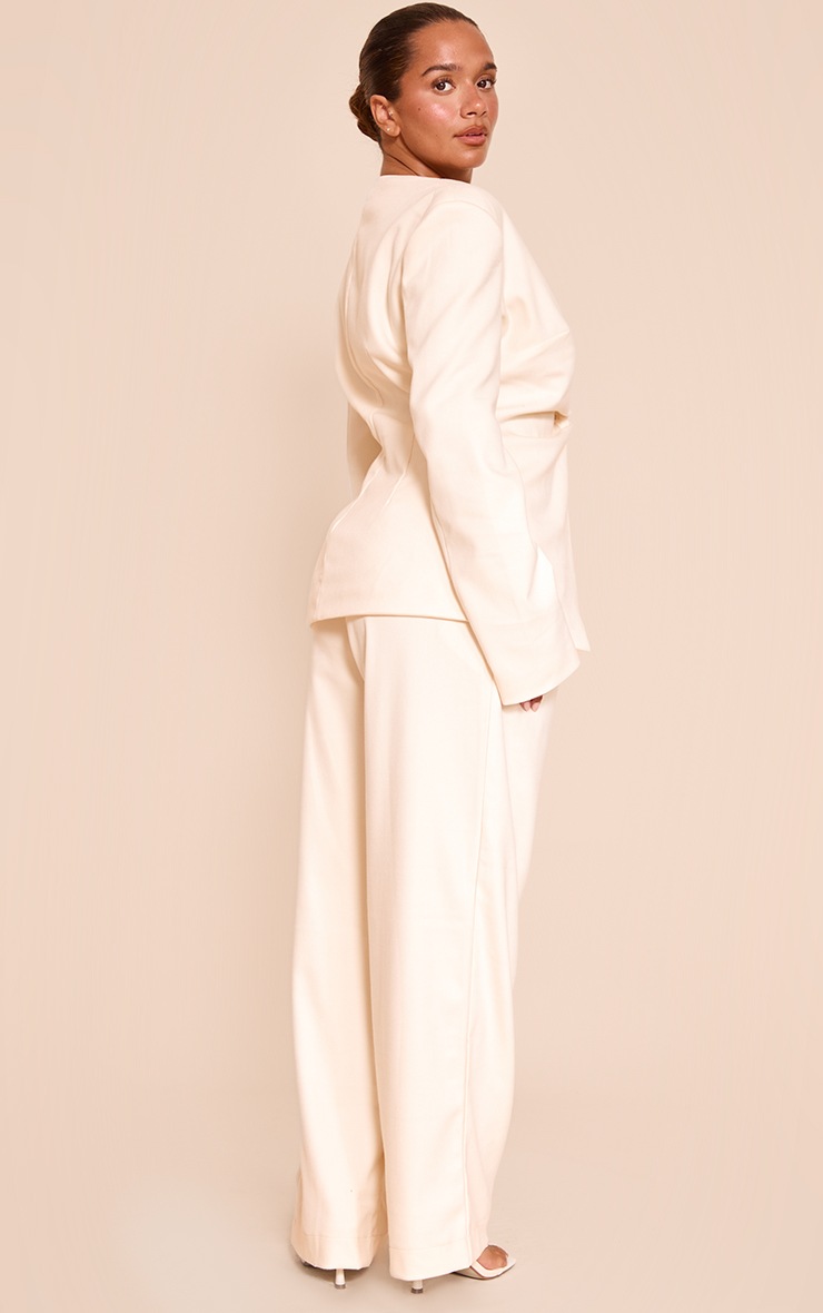 Pretty Little Thing Shape Butter Cream Tailored High Waisted Straight Leg Pants'