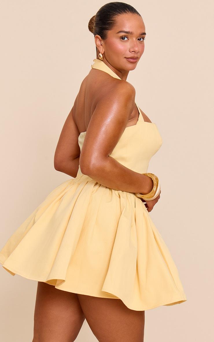 Pretty Little Thing SHAPE BUTTER CREAM Woven Bandeau Ruched Skater MINI Dress