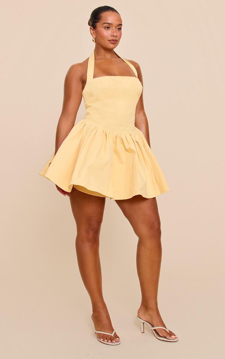 Pretty Little Thing SHAPE BUTTER CREAM Woven Bandeau Ruched Skater MINI Dress