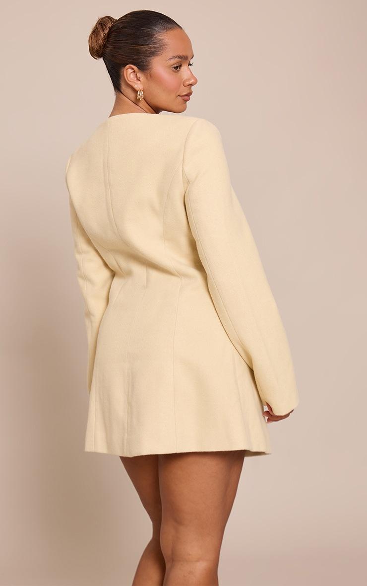 Pretty Little Thing Shape Butter Yellow Wool-Look Button Front Tailored Mini Dress