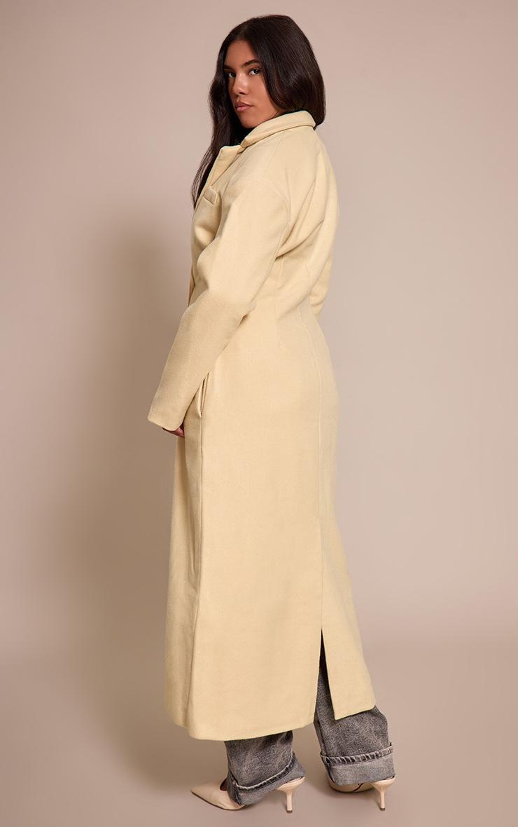 Pretty Little Thing Shape Butter Yellow Wool-Look Cinched Waist Longline Blazer Coat