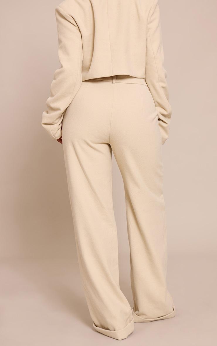 Pretty Little Thing Shape Butter Yellow Wool-Look High Waisted Pants