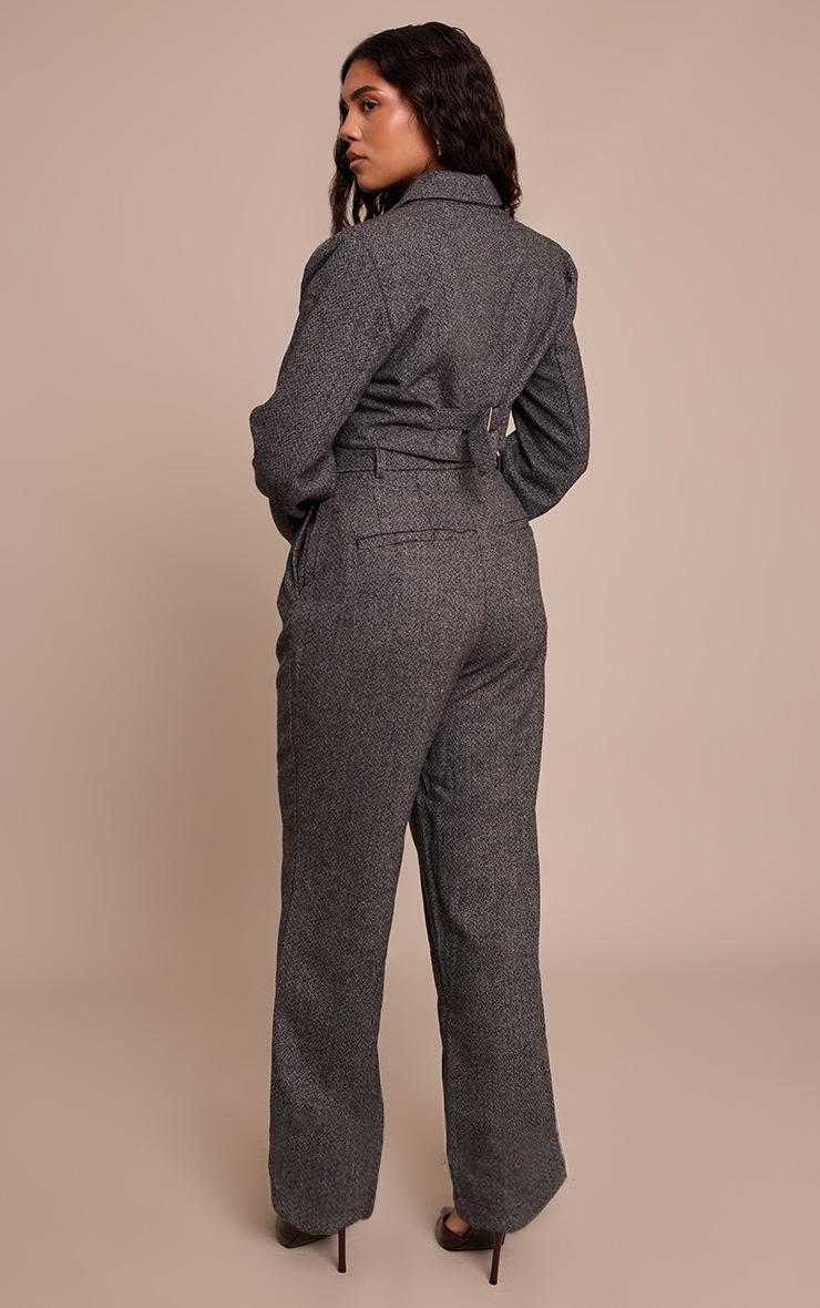Pretty Little Thing SHAPE Charcoal HERRINGBONE STRAIGHT LEG PANT