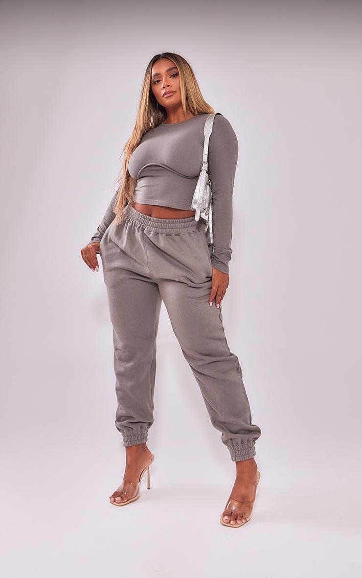 Pretty Little Thing Shape Charcoal High Waisted Cuffed Sweatpants