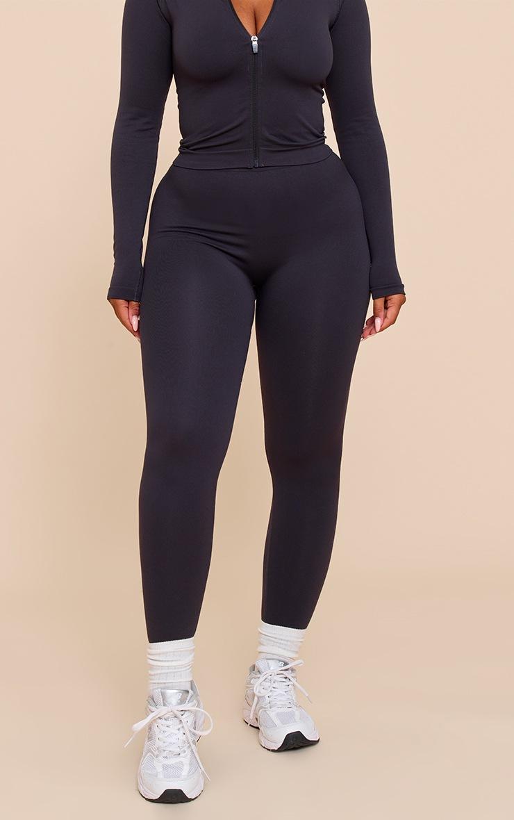 Pretty Little Thing SHAPE CHARCOAL SEAMLESS ACTIVE RUCHED BUM HIGH WAISTED LEGGINGS
