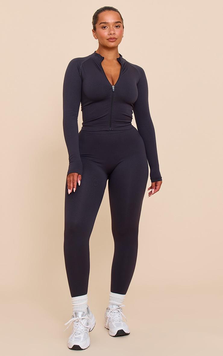 Pretty Little Thing SHAPE CHARCOAL SEAMLESS ACTIVE RUCHED BUM HIGH WAISTED LEGGINGS