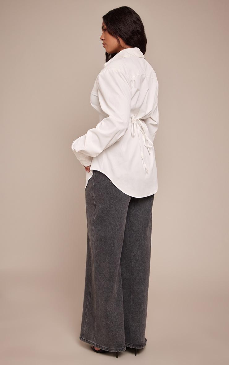 Pretty Little Thing Shape Charcoal Stretch Denim High Waisted Adjustable Button Wide Leg Jeans