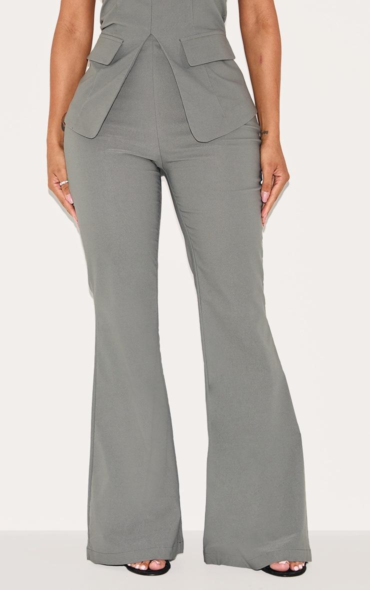 Pretty Little Thing Shape Charcoal Stretch Woven High Waisted Flared Pants
