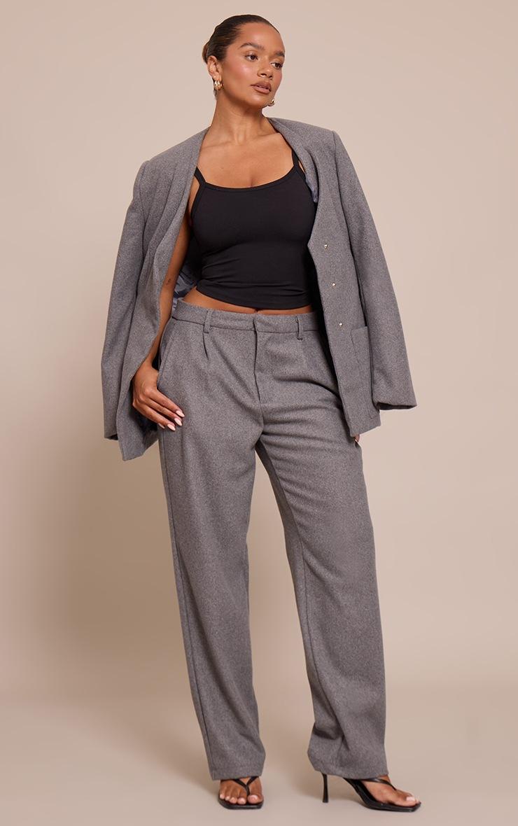 Pretty Little Thing Shape Charcoal Wool-Look Cross Over Blazer