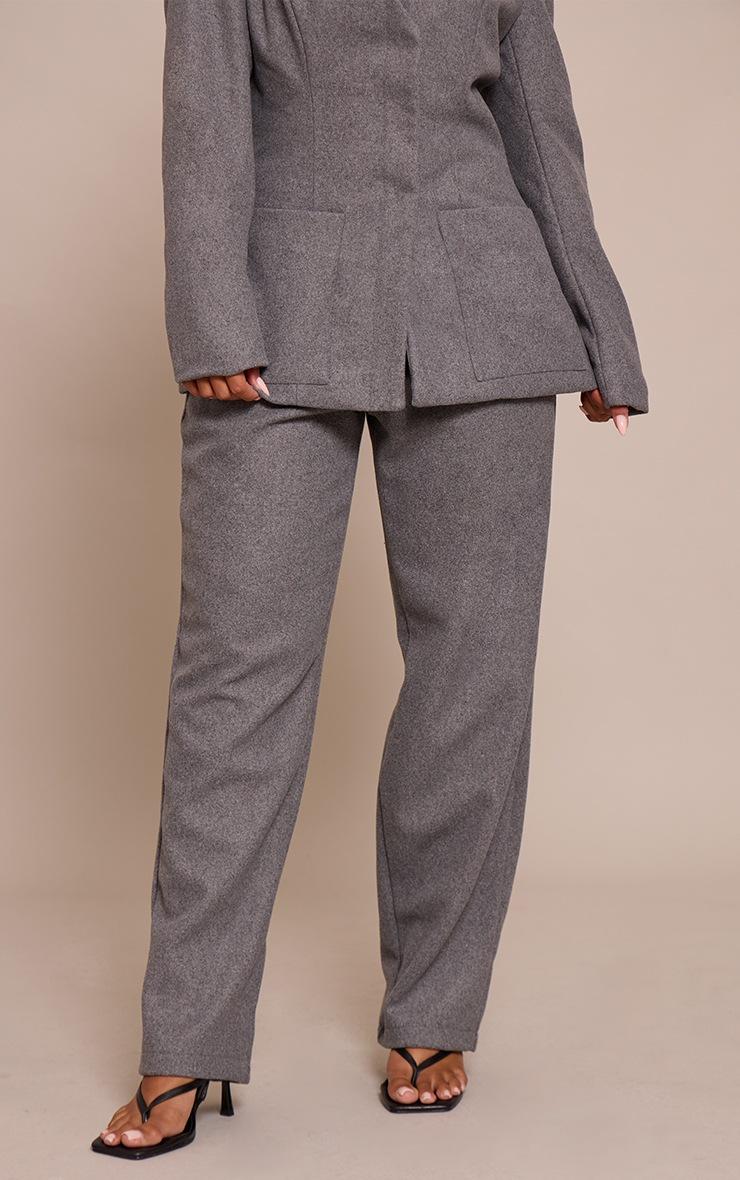 Pretty Little Thing Shape Charcoal Wool-Look Wide Leg Pants