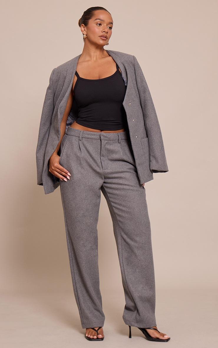 Pretty Little Thing Shape Charcoal Wool-Look Wide Leg Pants