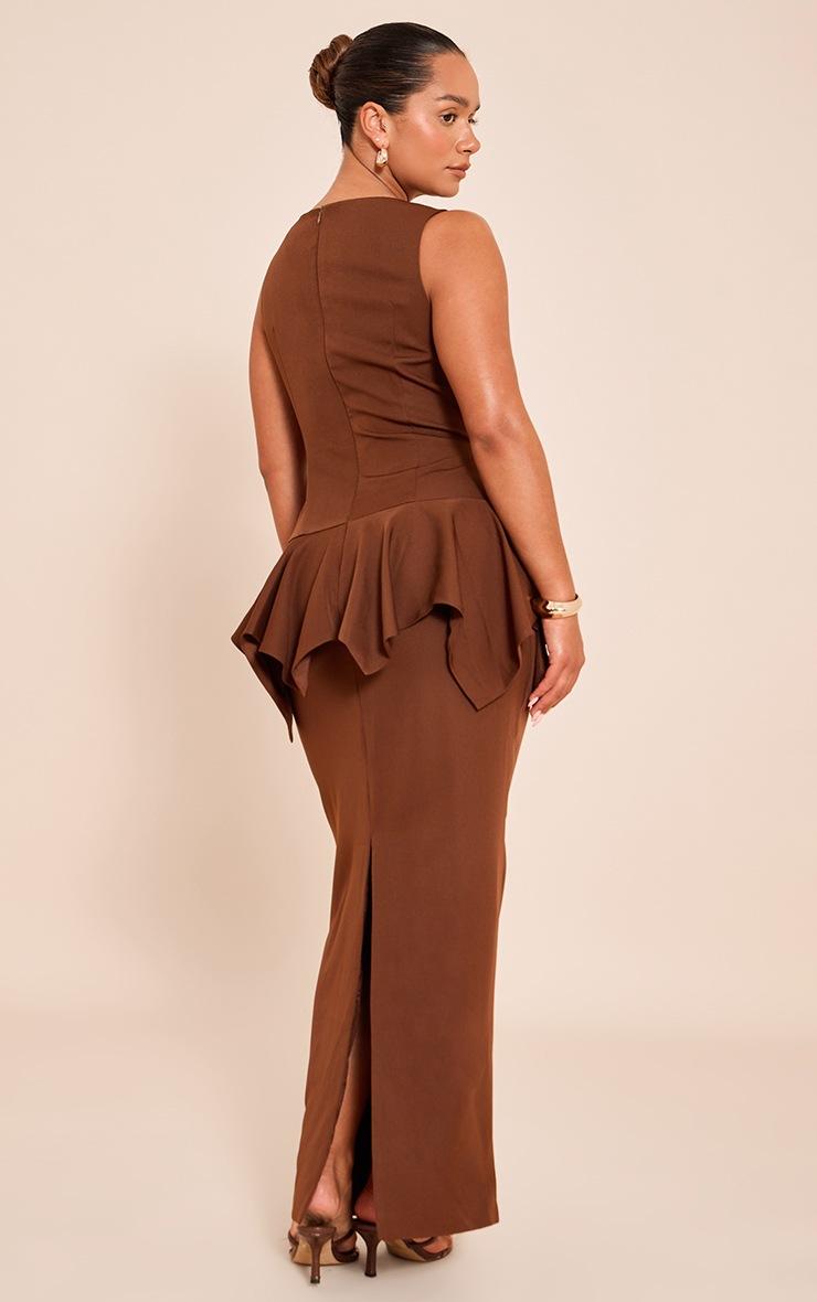 Pretty Little Thing Shape Chocolate Boat Neck Dropped Hem Maxi Dress