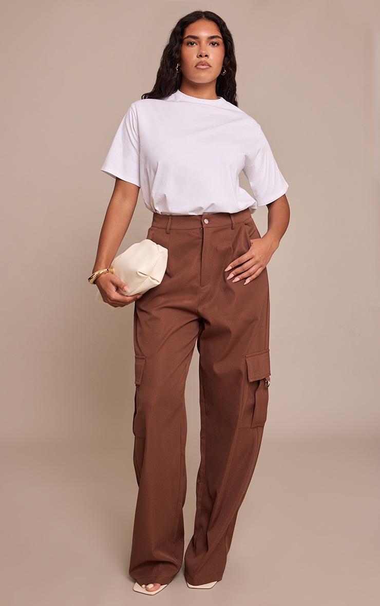 Pretty Little Thing Shape Chocolate Buckle Detail Cargo Wide Leg Pants