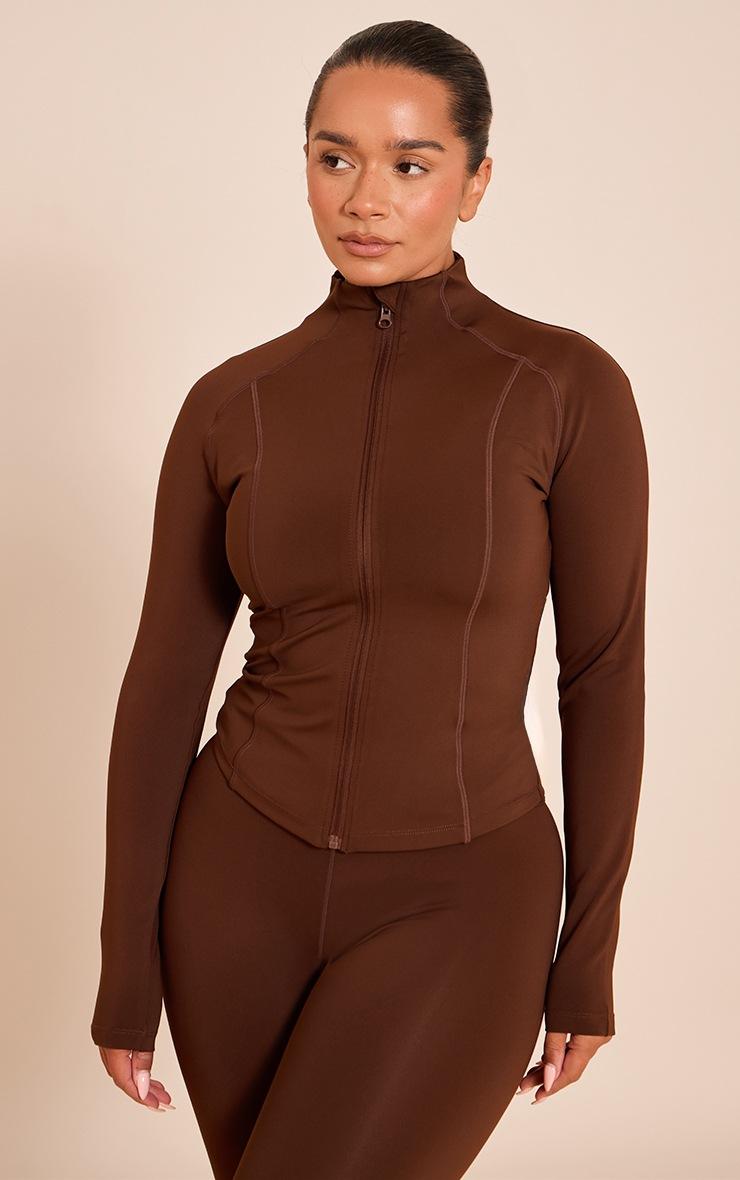 Pretty Little Thing Shape Chocolate Sculpt Seam Detail Long Sleeve Zip Front Jacket
