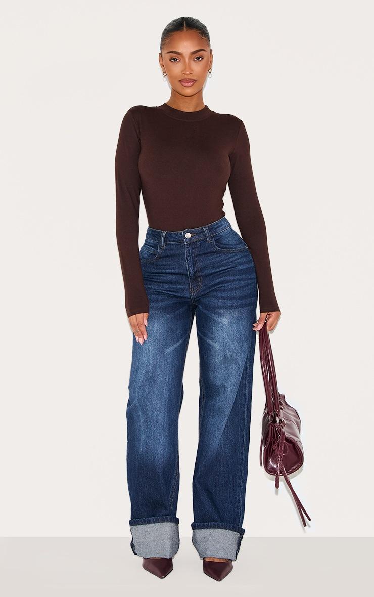 Pretty Little Thing Shape Chocolate Sculpted Long Sleeve Bodysuit