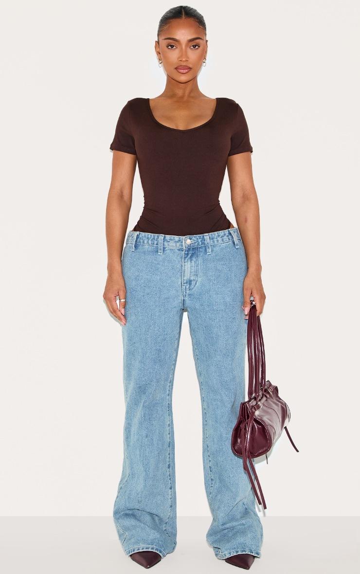 Pretty Little Thing Shape Chocolate Sculpted V Neck Short Sleeve Bodysuit