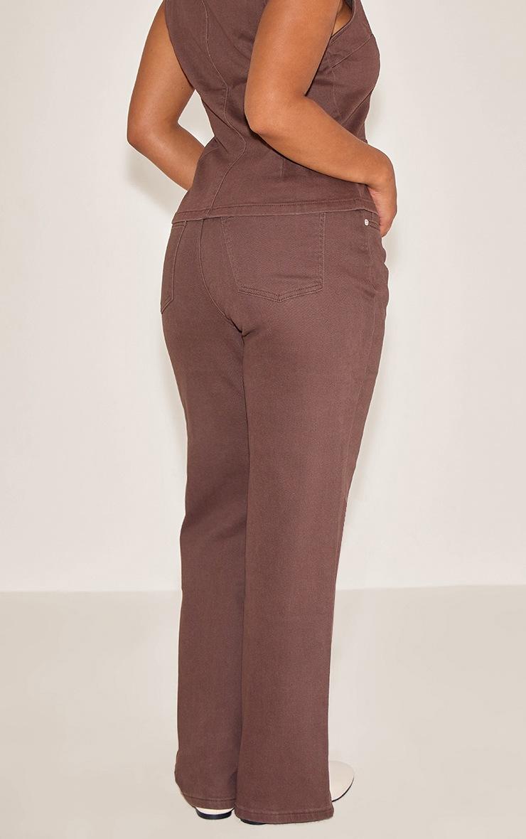 Pretty Little Thing Shape Chocolate Stretch Denim Highwaisted Straight Leg Pants