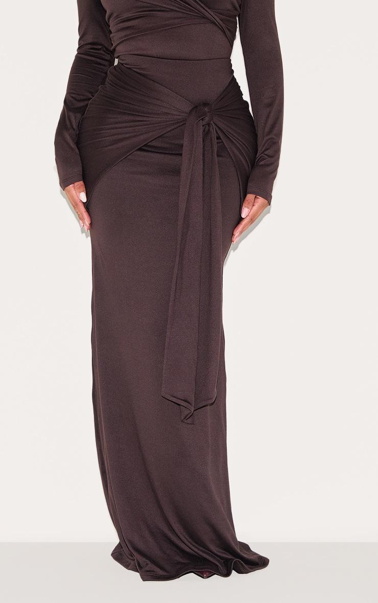 Pretty Little Thing Shape Chocolate Super Soft Wrap Drape Maxi Skirt