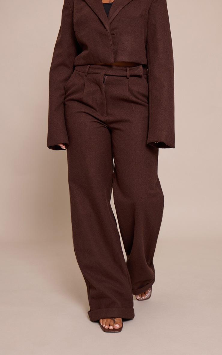 Pretty Little Thing Shape Chocolate Wool Look Highwaisted Pants
